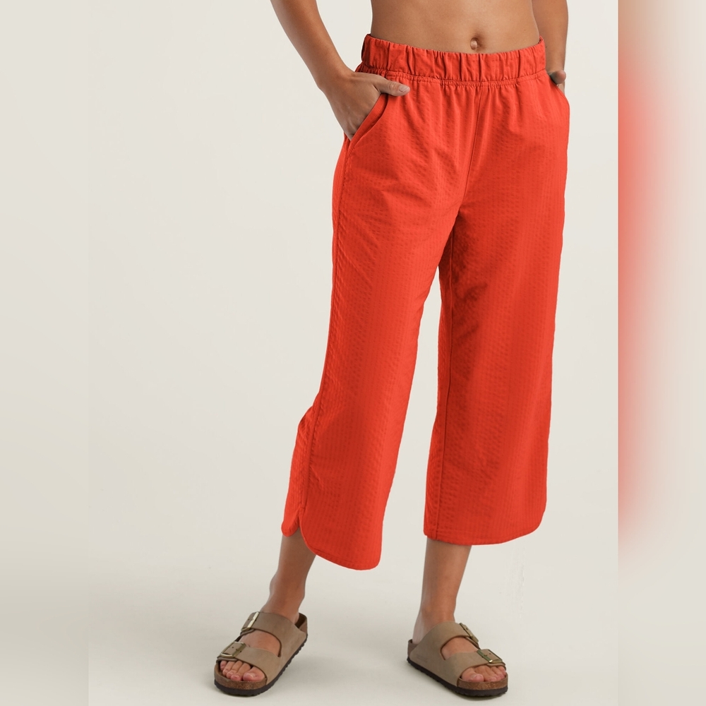 Title 9 Slaycation Women's Wide-Leg Cropped Pants in Tangerine